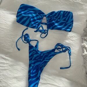 Blue Zebra Print Bikini Set